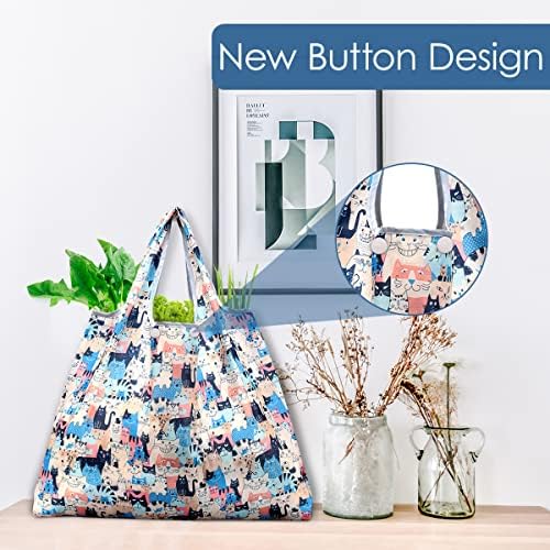 KINGMAS Reusable Grocery Bags, Eco-Friendly Folding Tote Shopping Bag fits in Pocket, Washable Waterproof Nylon Pouch Bags - Image 7