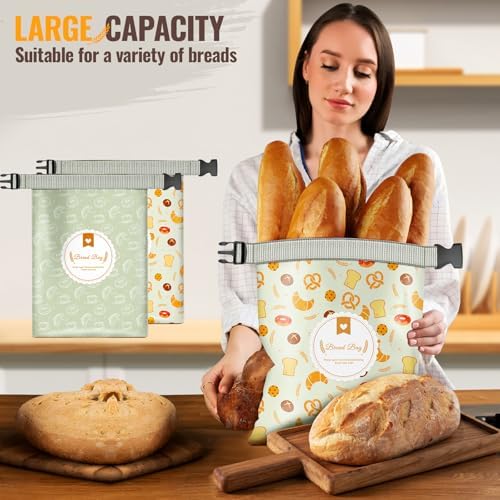 Zunmial 2 Pack Bread Bags for Homemade Bread, 17"×13" Reusable Bread Bag - Image 5