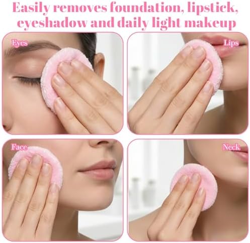 8Pcs Reusable Makeup Remover Pad, Soft Coral Fleece Round Cotton Pad - Image 3