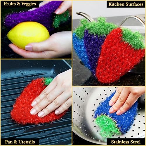 Dish Scrubbie Non-Scratch Dish Scrubber-Long Lasting & Odorless, Safe on Non-Stick, Cast Iron, Glass and Other Surfaces, Reusable Kitchen Sponge Alternative for Kitchen, Bathroom & Floors (Pack of 3) - Image 5