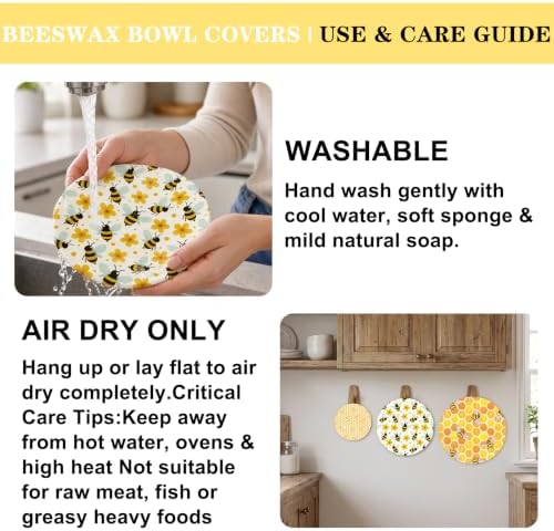 Sitsink Beeswax Bowl Covers Bee Reusable Food Wrap 5 Pack - Image 6