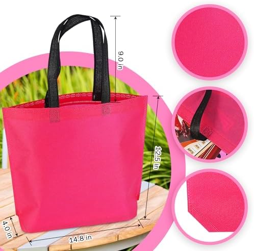 36 Pack Non-Woven Tote Bags, 18 Assorted Colors (2 per Color), Reusable Grocery Bags for Shopping, Crafts, Events, Bulk - Image 3