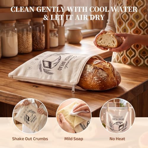 fatrock Beeswax Bread Bags, 2 Pack, 13 x 17 in, 100% Cotton, L Zipper - Image 7