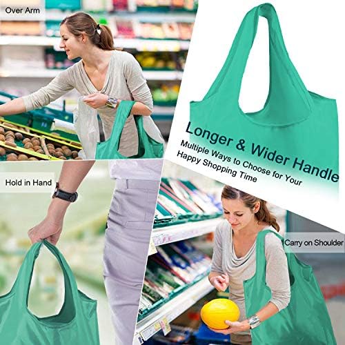 BeeGreen Reusable-Grocery-Bags-Foldable-Machine-Washable-Reusable-Shopping-Bags-Bulk Colorful 10 Pack 50LBS Extra Large Folding Reusable Bags Totes w Zipper Storage Pouch Lightweight Polyester Fabric - Image 2