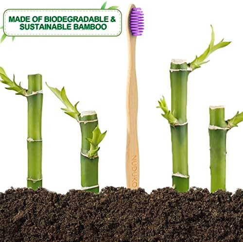 Bamboo Toothbrushes 10 Pack, Soft Bristle Toothbrush Multicolored Bristles - Image 3
