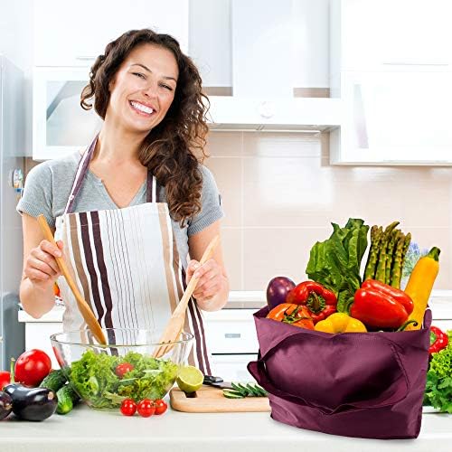 BeeGreen Burgundy Reusable Grocery Bags with Zipper Storage Pouch 10 Packs Wine Red Reusable Shopping Bags Bulk Foldable-Machine Washable - Image 5
