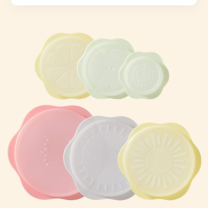 Silicone Stretch Lids Set for Food Storage, Fruit Pattern Food-grade Reusable Silicone Sealing Food Covers for Fresh-keeping Bowl Container Microwave and Dishwasher Safe (6 pcs of Different Sizes)