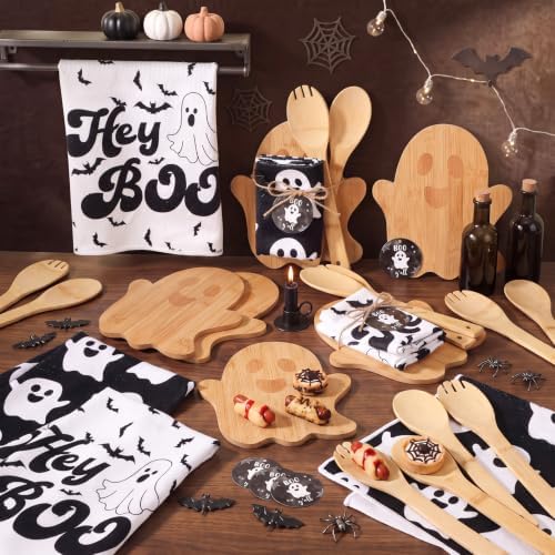 Geelin 37 Pcs Halloween Gifts Bamboo Cutting Board Towels Spoons - Image 4