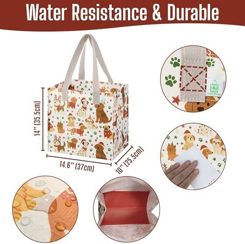 VENO 4 Pack Large Grocery Bag Reusable Shopping Bags with Hard Bottom - Image 3