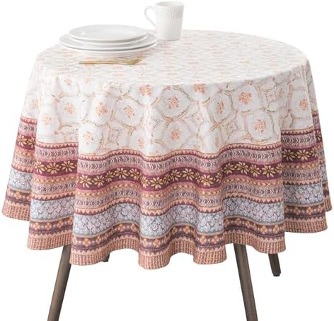 Maison d' Hermine Table Cloth Round Table Reusable 100% Cotton 63" Diameter by MaisondHermine