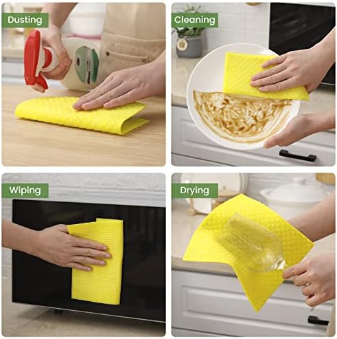 Homaxy Swedish Dishcloths for Kitchen, 15 Pack, Yellow - Image 5