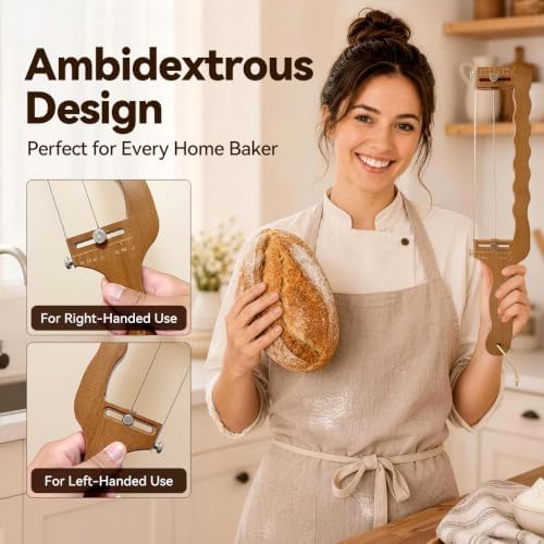 Adjustable Bread Slicer,Bread Knife For Homemade Bread,Bread Cutter for Sourdough Starter Kit,Sourdough Bread Knife with Serrated Stainless Steel Blade&Precision Thickness Guide,Gift For Bakers - Image 5