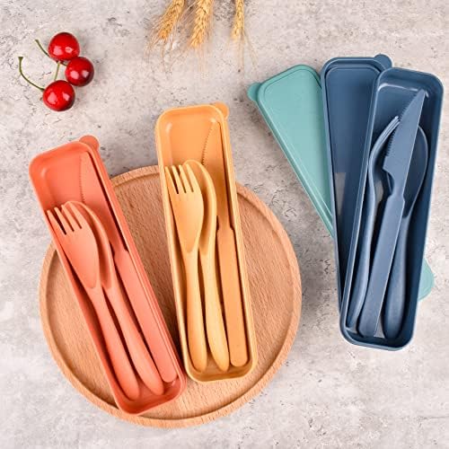4 Sets Travel Utensils with Case, Reusable Cutlery Set for Lunch Box - Image 3