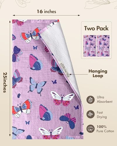 Miss Adola 370GSM Cotton Waffle Kitchen Towels, Butterfly - Image 4