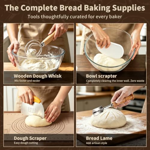 Sourdough Starter Kit with Proofing Basket,bread baking supplies & 34oz Jar - Image 5