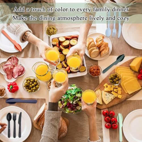 Evanda Travel Utensils Set for 6, Reusable Plastic Knife Fork Spoon Snapped Together for Easy Portability and Save Space, Silverware Cutlery Utensils Set for Work, Camping, Picnic, Gadgets, Lunch Box - Image 3