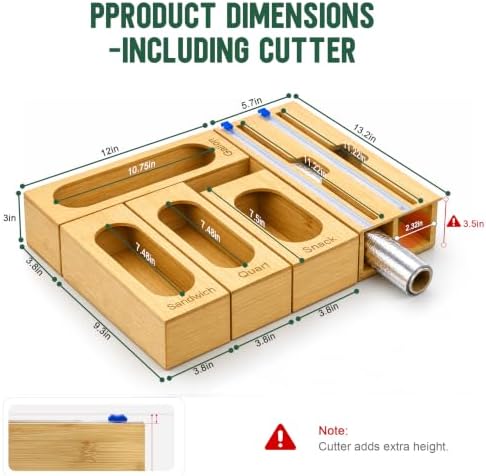 Storage Bag Organizer for Kitchen Drawer, 5-Slot, Bamboo - Image 2