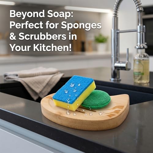 Bamboo Soap Dish Self Draining for Shower - Cute Cat Bamboo Soap Tray Holder Saver with Drainage, Natural Waterproof Decorative Tray for Bathroom, Kitchen, Sponges, Bath Tub, Shower, Sink - 1 Pack - Image 7