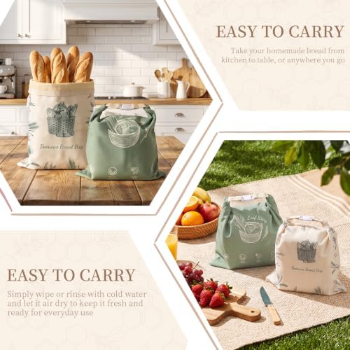 Beeswax Sourdough Bread Bags for Homemade Bread, XL Reusable Bags, 2 Pack - Image 3