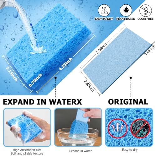 12 Counts Multipurpose Kitchen Sponges Pack Compostable Biodegradable Compressed Cellulose Sponges 18X Super Absorbent POP UP Eco Sponge for Household Use - Image 3