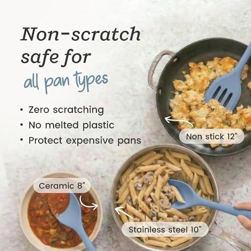 Starpack Stir and Serve Silicone Cooking Utensils Set (5-Piece, 11") - LFGB Non Toxic, 600°F Heat Resistant, BPA-Free - One-Piece Seamless, Dishwasher Safe - for Nonstick Cookware, Light Blue - Image 5