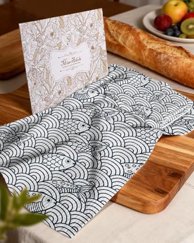 Miss Adola 370GSM Cotton Waffle Kitchen Towels, Fish - Image 6