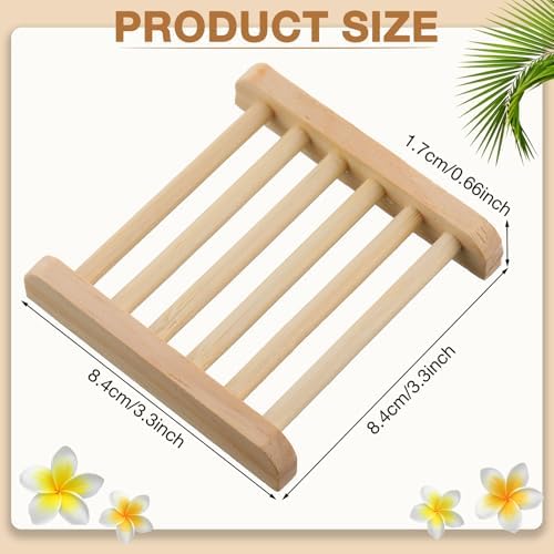 Amyhill 25 Pcs Bamboo Soap Dish Bulk Soap Holder Draining,Wooden Color - Image 2