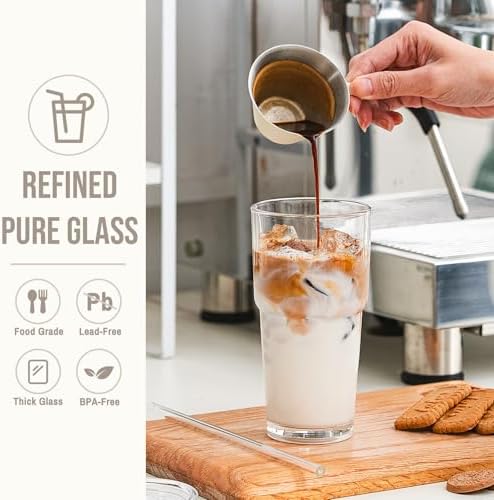 SoulTimes 20oz Clear Tumbler with bamboo Lid and Straw – Iced Coffee Glasses Cups for Smoothie, Matcha, Juice, Water etc. Leakproof and Reusable Glassware Drinking for Travel To Go 【4 Pack】 - Image 5