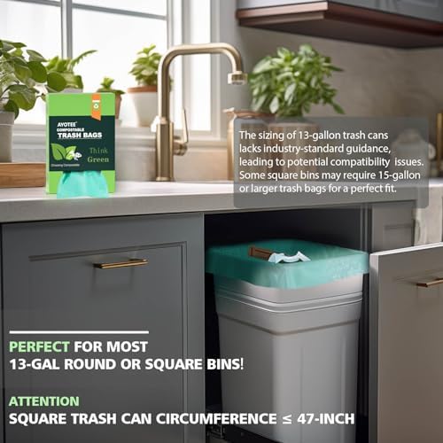 Compostable Trash Bags，AYOTEE 13-15 Gallon Tall Kitchen Garbage Bags - Image 2