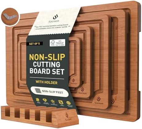 Bamboo Cutting Board Set Non Slip Feet with Holder Over Sink Best Grandpa Grandfather Elder Men Father Day Grandparents Great Papaw Peepaw Pawpaw Granddad Happy Birthday Christmas Unique Cool Gifts by Socisen