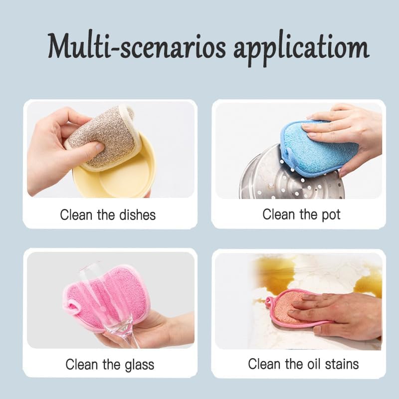 Dish Sponge Kitchen Sponges,Scrub Sponges,Double Sided Cleaning,Non Scratch,Ultra fine Fiber Wiping+Stainless Steel Wire to Remove Stubborn Stains,Durable Thickening (Large 12-Pack) - Image 6