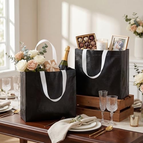 Eccliy 80 Pcs Reusable Gift Bags, Large, Black - Image 3
