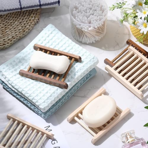 Rtteri 120 Pieces Bamboo Wood Soap Dish Tray Bathroom Wooden Soap Holder Handmade Bathtub Shower Dish Accessories for Home Bathroom Kitchen Sponge Scrubber - Image 7