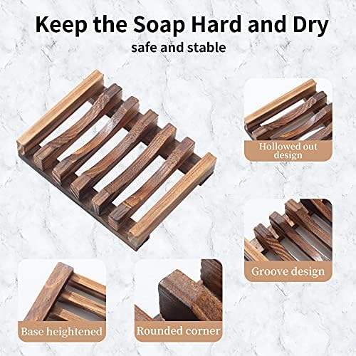 Wooden Soap Dish for Shower,Set of 3,Self Draining Bar Holder for Bathroom, Soap Saver Tray Soap Stand for Homemade Soap, Vowupt - Image 3