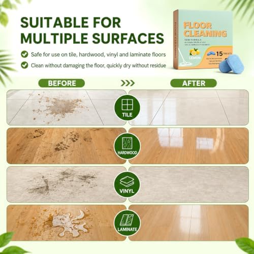 Floor Cleaning Solution Tablets, Lemon Scent,30Count,for Tile and Vinyl - Image 6
