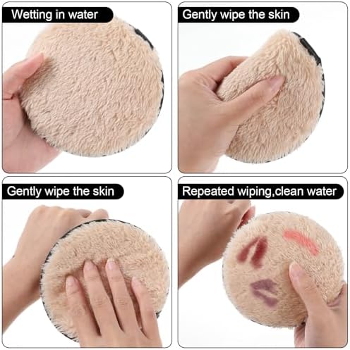 8PCS Makeup Remover Pads, Reusable Double-Sided Facial Cleansing Puffs, Microfiber Rounds Make Up Remover Pads, Soft Face Cleansing Puffs for All Skin Types (Pink, Black, Beige, White) - Image 4