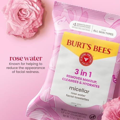 Burt’s Bees Micellar Rose Water Facial Towelettes, 30 ct., 3 Pack - Image 5
