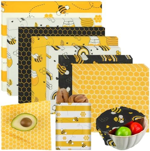 Tranqun 27 Pack Beeswax Wraps for Food Reusable Beeswax Assorted Bread Storage Wrap Fresh Food Keeper for Covering Dishes Sandwich Cheese Fruit Bread Snacks 3 L 9 M 15 S Sizes by Tranqun
