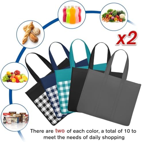 Reusable Grocery Shopping Bags 10 Pack Large Foldable Tote Bags Bulk - Image 5