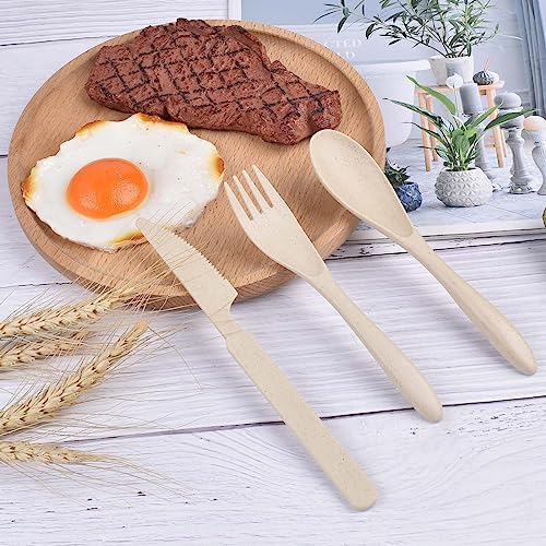 Zoyiancy 21Pcs Wheat Straw Cutlery Set, Beige Reusable Utensil Set - Image 4