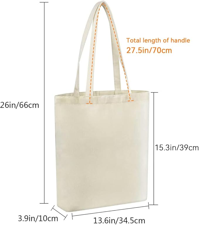 Faylapa 6 Pack Canvas Tote Bags, Heavy Duty Reusable Grocery Shopping Bag 13.6"x 15.3" Blank Cotton Bags for Decorating Christmas Crafts DIY, Painting(Beige)