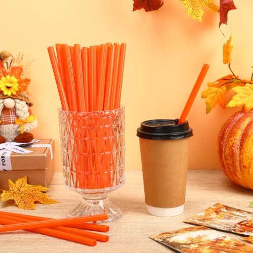 JANYUN 30 Pcs Reusable Pumpkin Straws with Cleaning Brush - Image 4