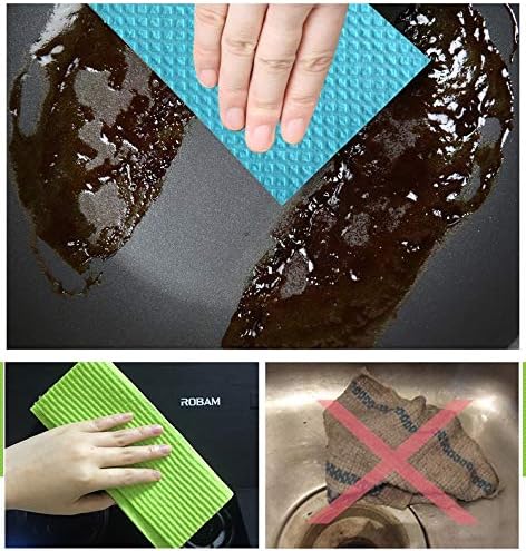 Reusable Cleaning Cellulose Sponge Cloths Absorbent Wipes Clean Kitchen Car Dish Eco-Friendly Dishcloth Hand Towel Auto - 1pack (5pcs) - Non Vacuum - Image 4