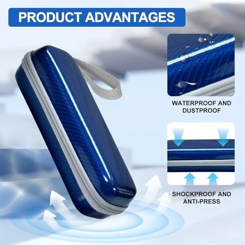 Travel Case for Oral-B/Oral-B Pro/Phlips Sonicare Electric Toothbrush with 2pcs Toothbrush Heads Cover Cap, Portable Hard Protective Storage Bag with Accessories Storage (Blue) - Image 5
