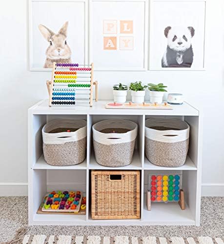 OrganiHaus Cotton Rope Baskets for Shelves, Set of 3, 15x9x10 - Image 4