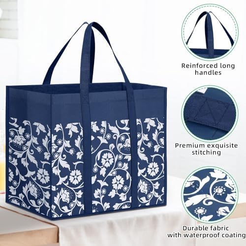 Reusable Grocery Bags Foldable Tote Bags bulk Shopping Bags 6-Pack, Blue - Image 5