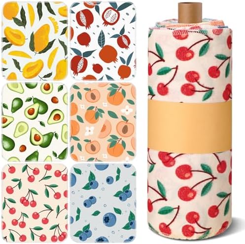 Redbaker 30 Pcs 18 Pcs Reusable Paper Towel for Kitchen,Fruit Design by Redbaker