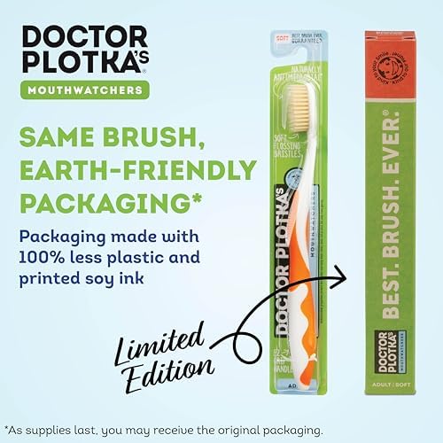 MOUTHWATCHERS Soft Flossing Manual Toothbrush, Adults, 4-Pack, Orange - Image 5