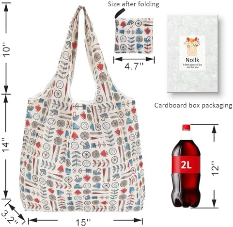 Reusable Foldable Shopping Bags, 4 Pack - Lightweight And Compact, Grocery Totes With Summer Patterns, Machine Washable And Durable, Ideal For Groceries, Travel, And Daily Use - Image 3