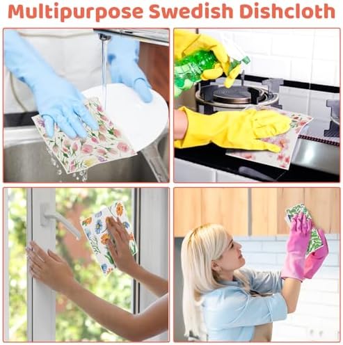 Needbrock 6 Pack Spring Floral Swedish Dishcloths for Kitchen, Swedish Rag - Image 7